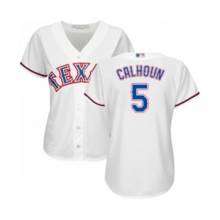 Women's Texas Rangers #5 Willie Calhoun Authentic White Home Cool Base Baseball Player Jersey