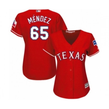Women's Texas Rangers #65 Yohander Mendez Authentic Red Alternate Cool Base Baseball Player Jersey