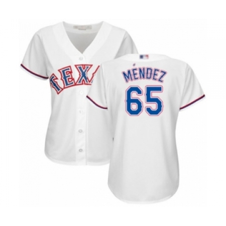 Women's Texas Rangers #65 Yohander Mendez Authentic White Home Cool Base Baseball Player Jersey